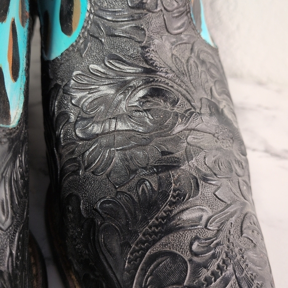 Rare Vintage Via Blue Via Hand Painted Leather Texas Cowgirl Boots Size 11M - Picture 3 of 9